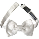 Dolce & Gabbana White Floral Silk Adjustable Men Neck Bow Tie Dolce & Gabbana Light Gray