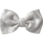 Dolce & Gabbana White Floral Silk Adjustable Men Neck Bow Tie Dolce & Gabbana Dark Gray