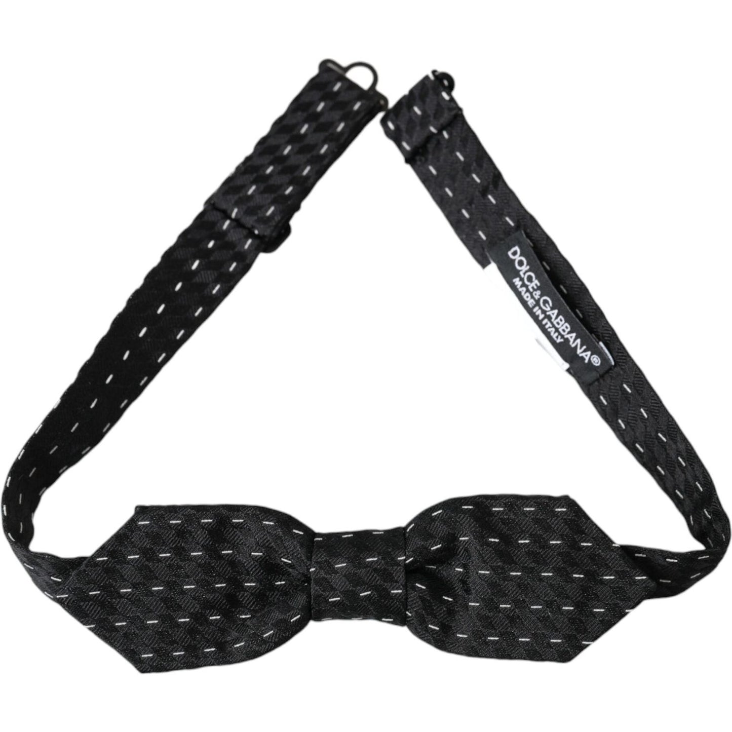 Dolce & Gabbana Black White Stitched Silk Men Neck Bow Tie Dolce & Gabbana Dark Slate Gray