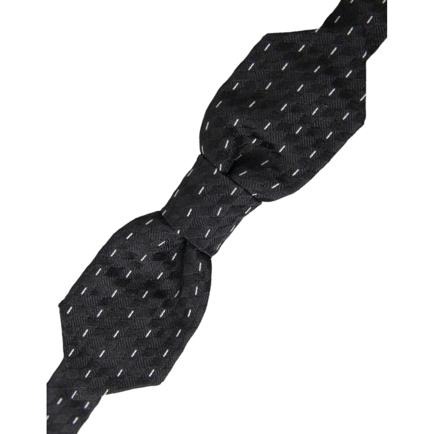 Dolce & Gabbana Black White Stitched Silk Men Neck Bow Tie Dolce & Gabbana Dark Slate Gray