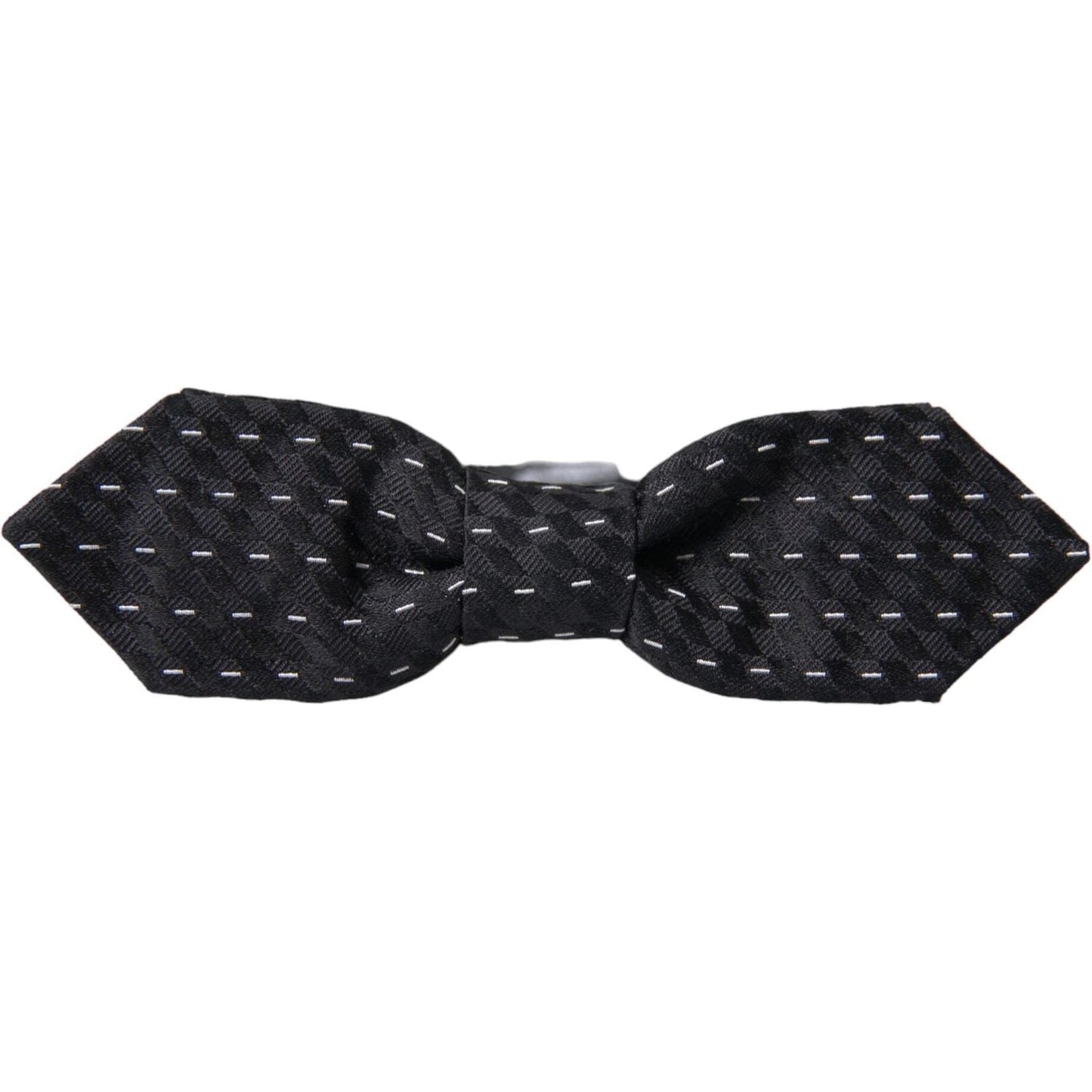 Dolce & Gabbana Black White Stitched Silk Men Neck Bow Tie Dolce & Gabbana Dark Slate Gray
