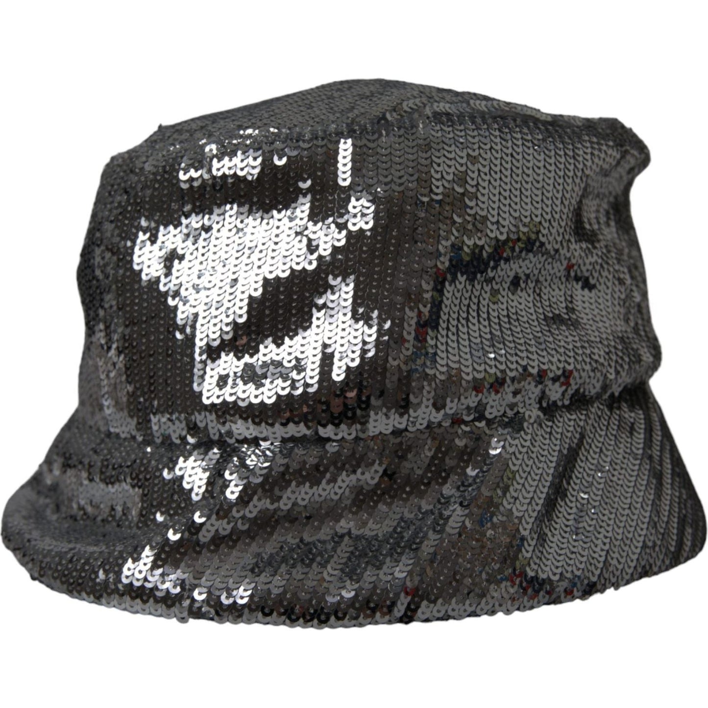 Dolce & Gabbana Silver Sequined Nylon Bucket Hat Men Dolce & Gabbana Dark Slate Gray