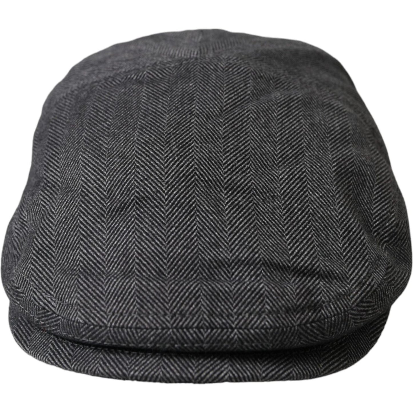 Dolce & Gabbana Gray Herringbone Crown Newsboy Hat Men Dolce & Gabbana Dark Slate Gray