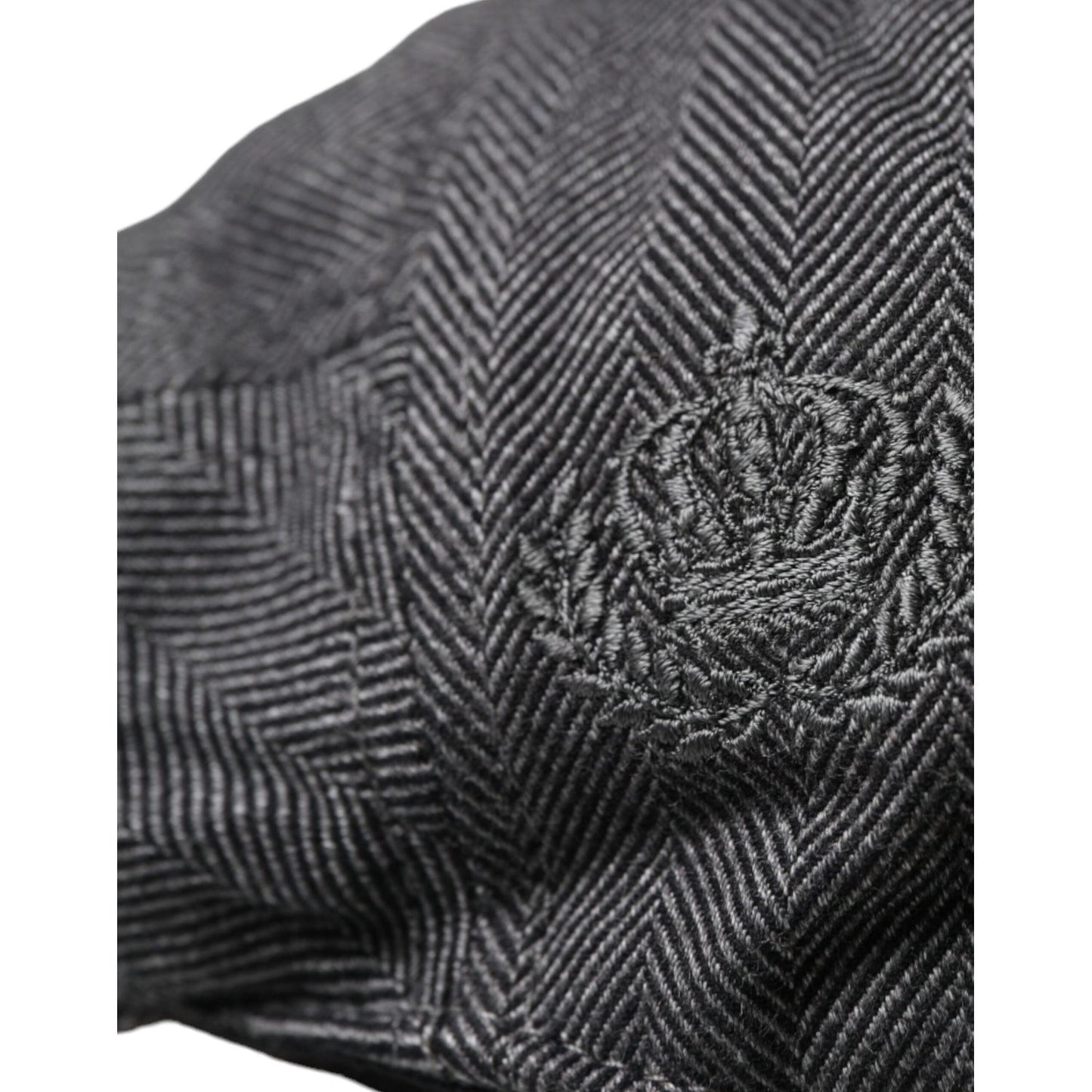 Dolce & Gabbana Gray Herringbone Crown Newsboy Hat Men Dolce & Gabbana Dark Slate Gray