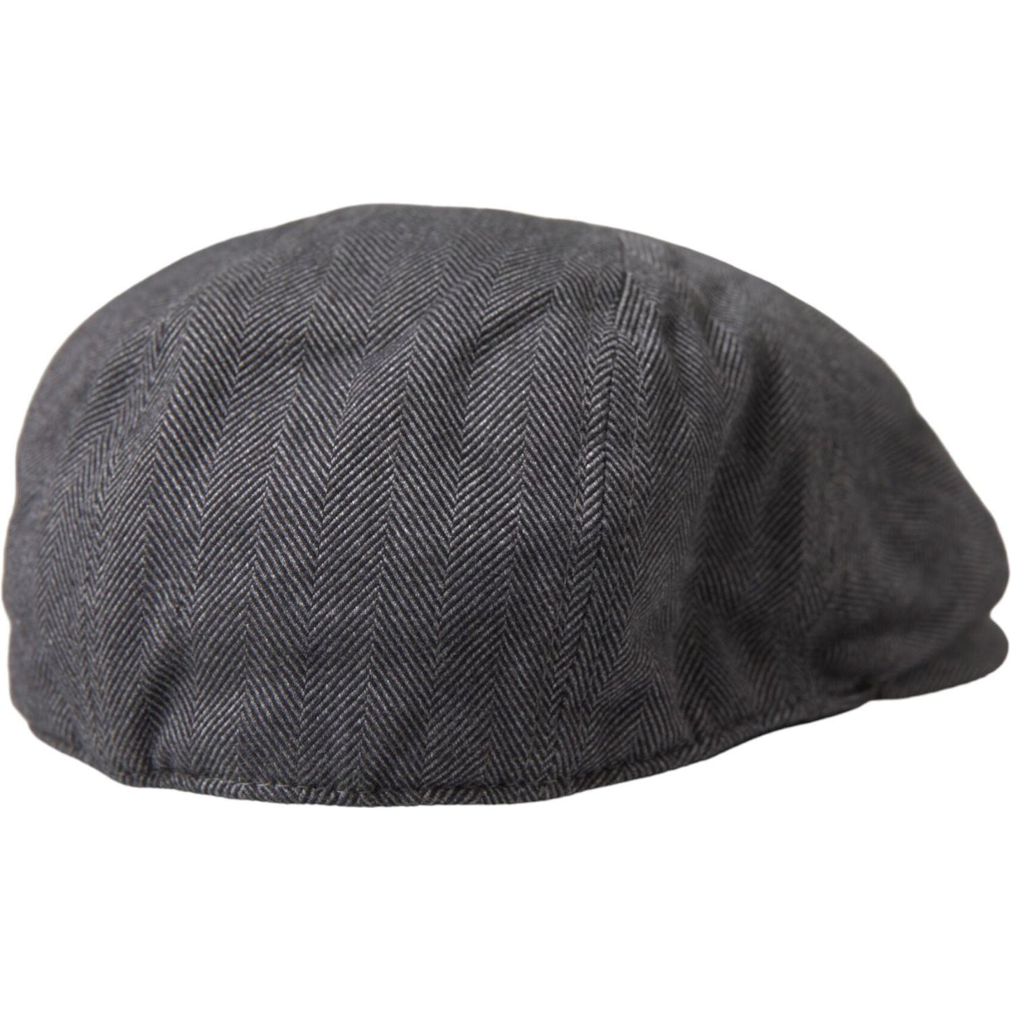 Dolce & Gabbana Gray Herringbone Crown Newsboy Hat Men Dolce & Gabbana Dark Slate Gray