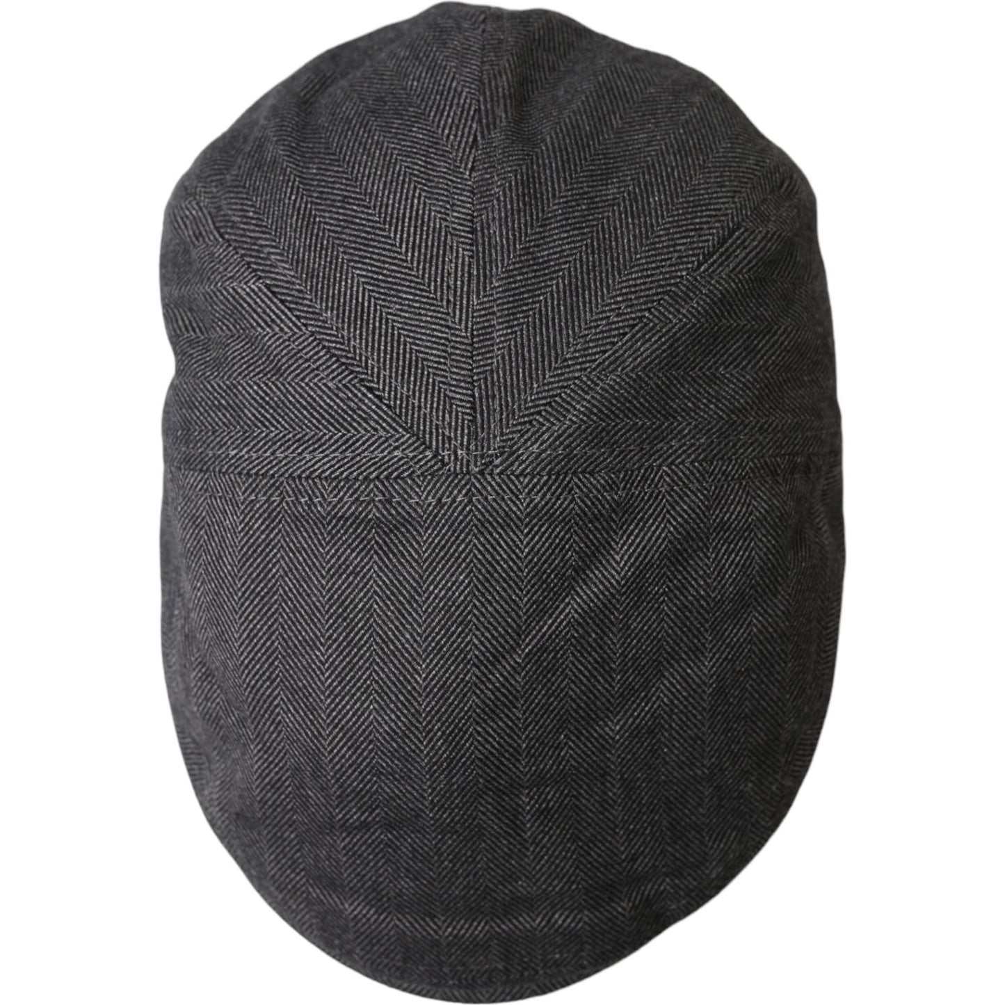 Dolce & Gabbana Gray Herringbone Crown Newsboy Hat Men Dolce & Gabbana Dark Slate Gray