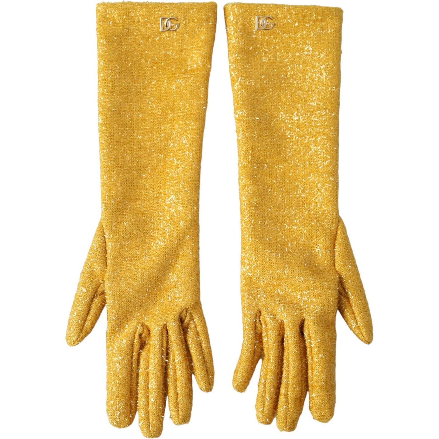 Dolce & Gabbana Gold Lurex Fantasia Mid Arm Length Gloves Dolce & Gabbana Goldenrod