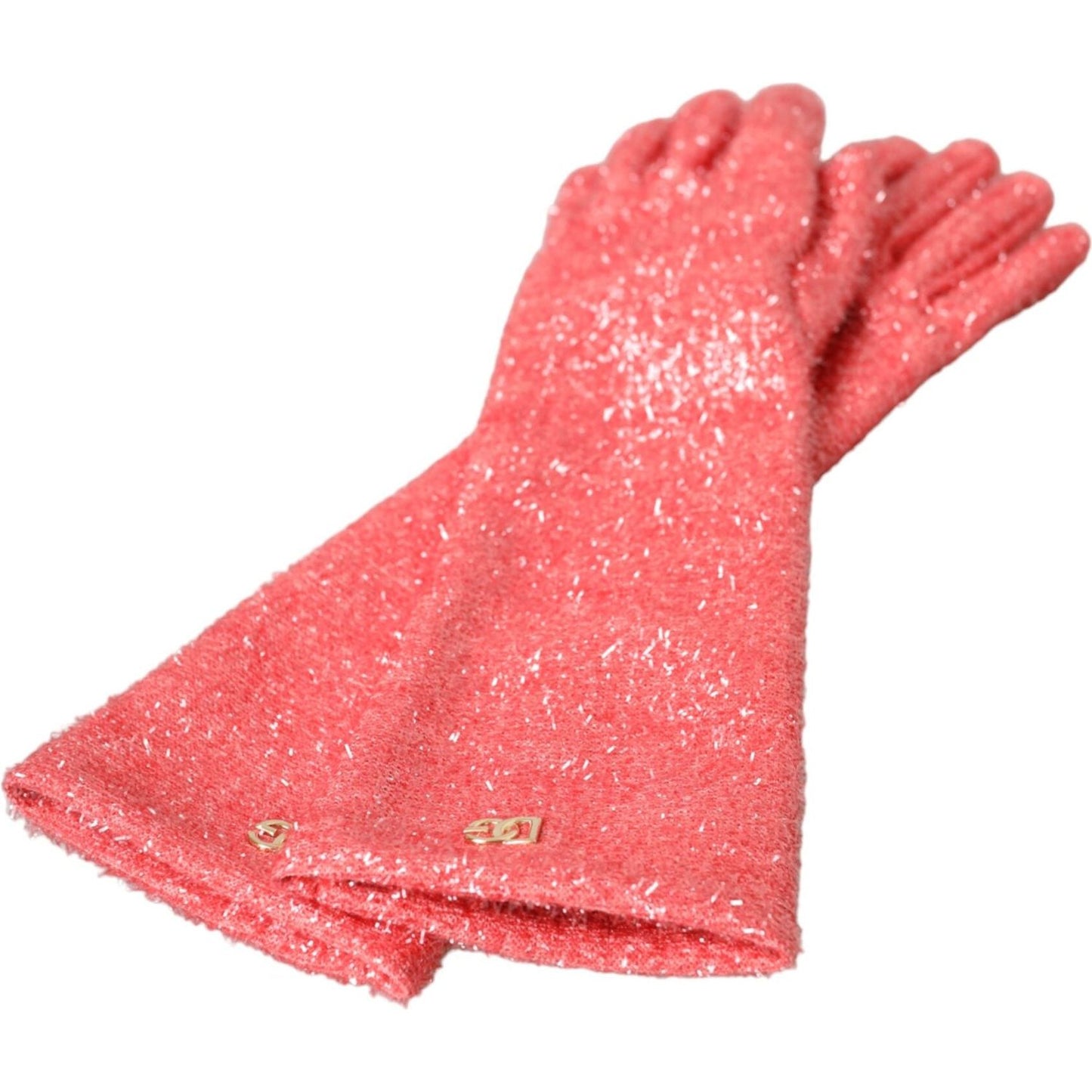 Dolce & Gabbana Pink Lurex Fantasia Mid Arm Length Gloves Dolce & Gabbana Salmon