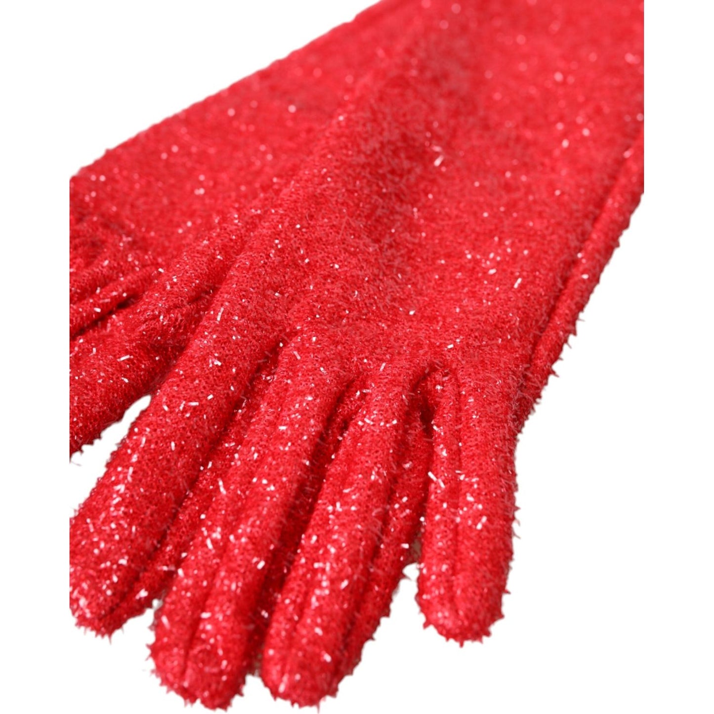 Dolce & Gabbana Red Lurex Fantasia Mid Arm Length Gloves Dolce & Gabbana Firebrick