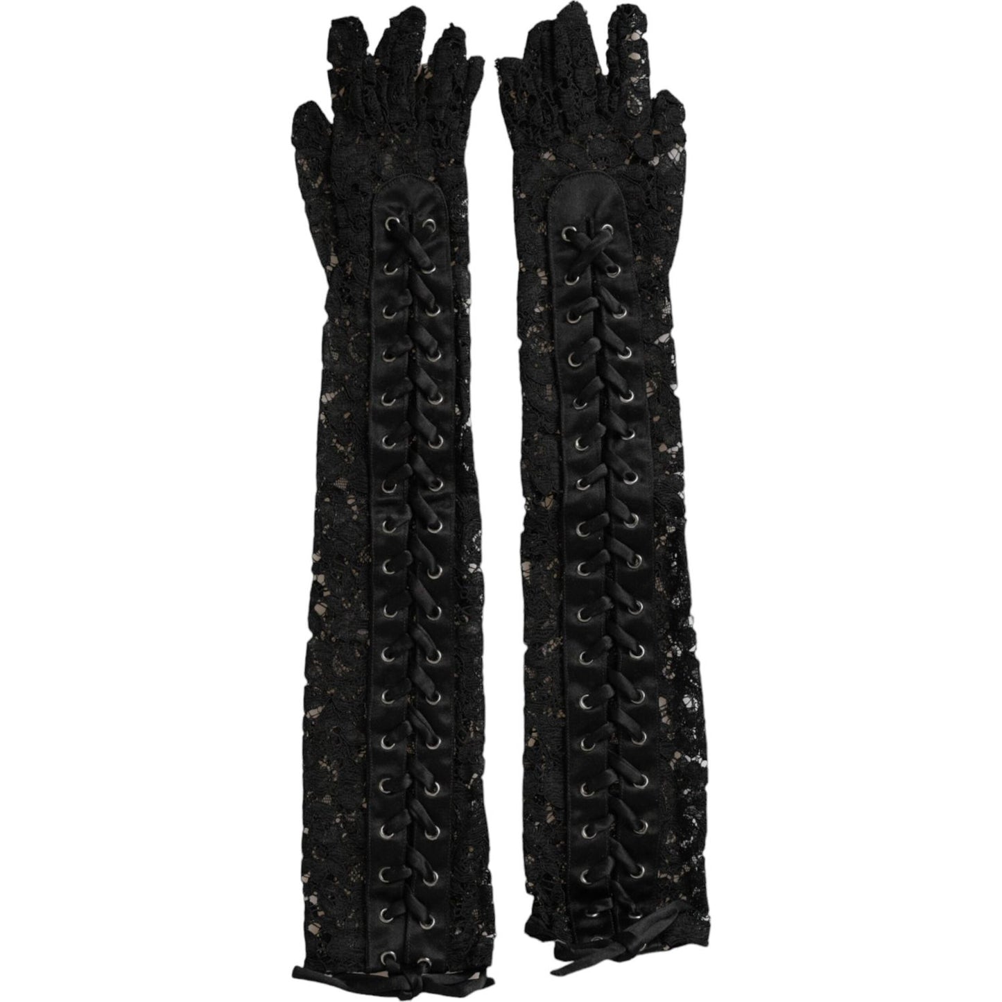 Dolce & Gabbana Black Taormina Lace Elbow Length Gloves Dolce & Gabbana Black