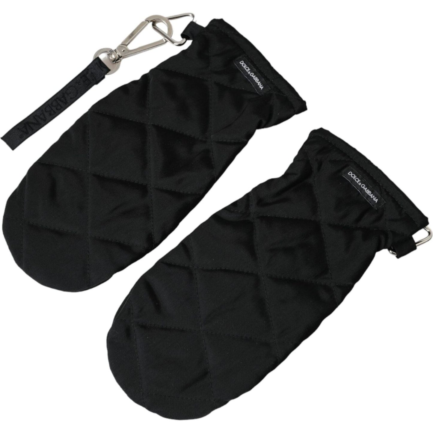 Dolce & Gabbana Black Quilted Nylon Wrist Length Mitten Gloves Dolce & Gabbana Black
