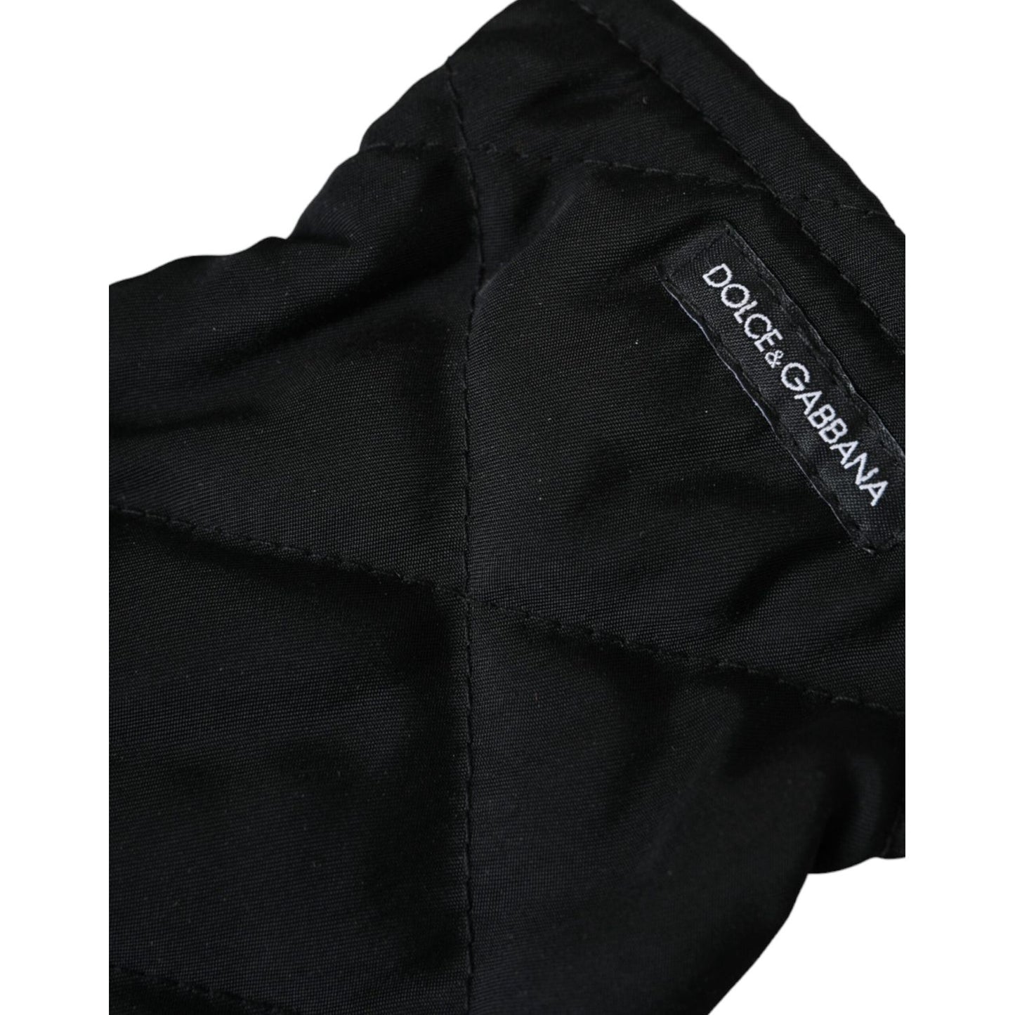 Dolce & Gabbana Black Quilted Nylon Wrist Length Mitten Gloves Dolce & Gabbana Black