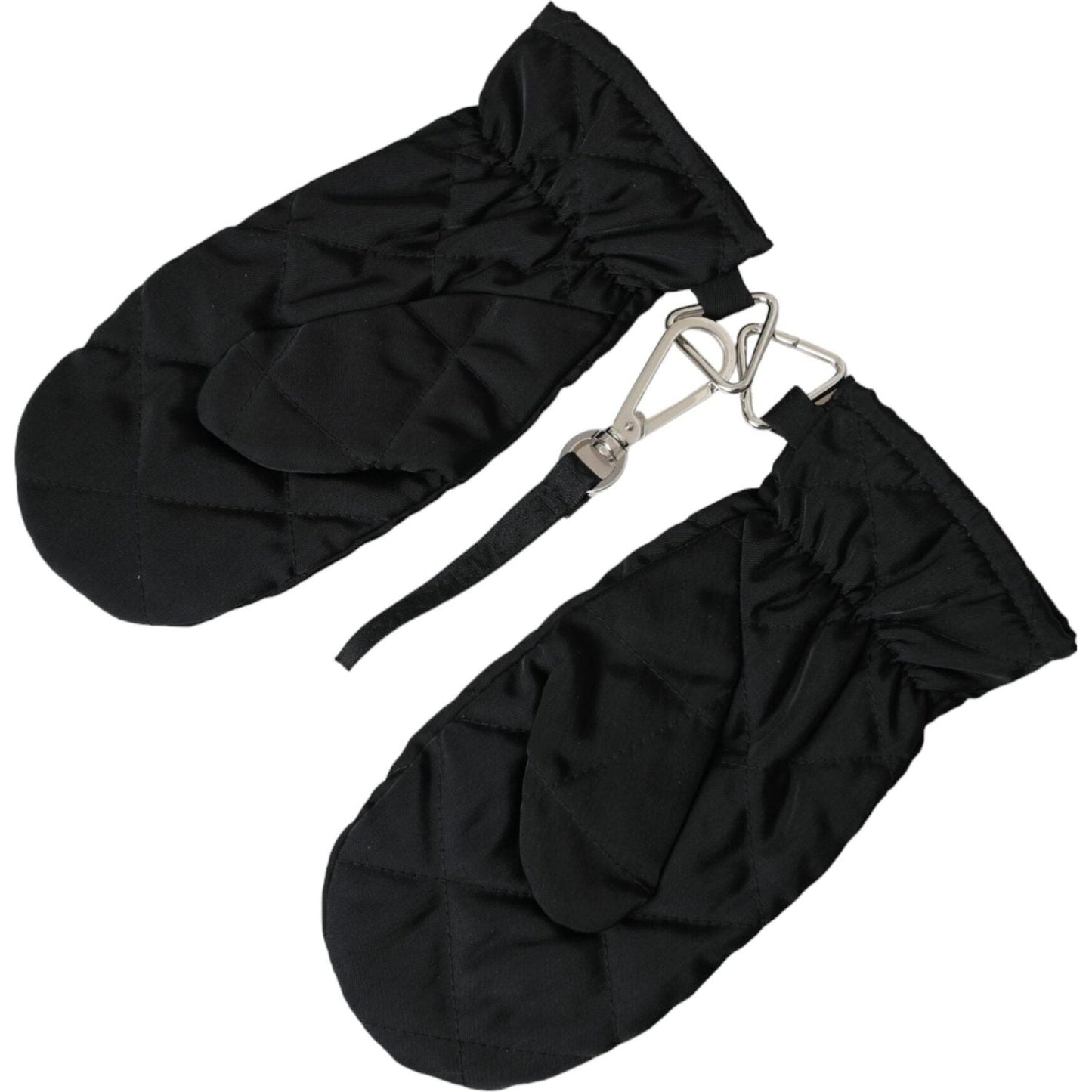 Dolce & Gabbana Black Quilted Nylon Wrist Length Mitten Gloves Dolce & Gabbana Black