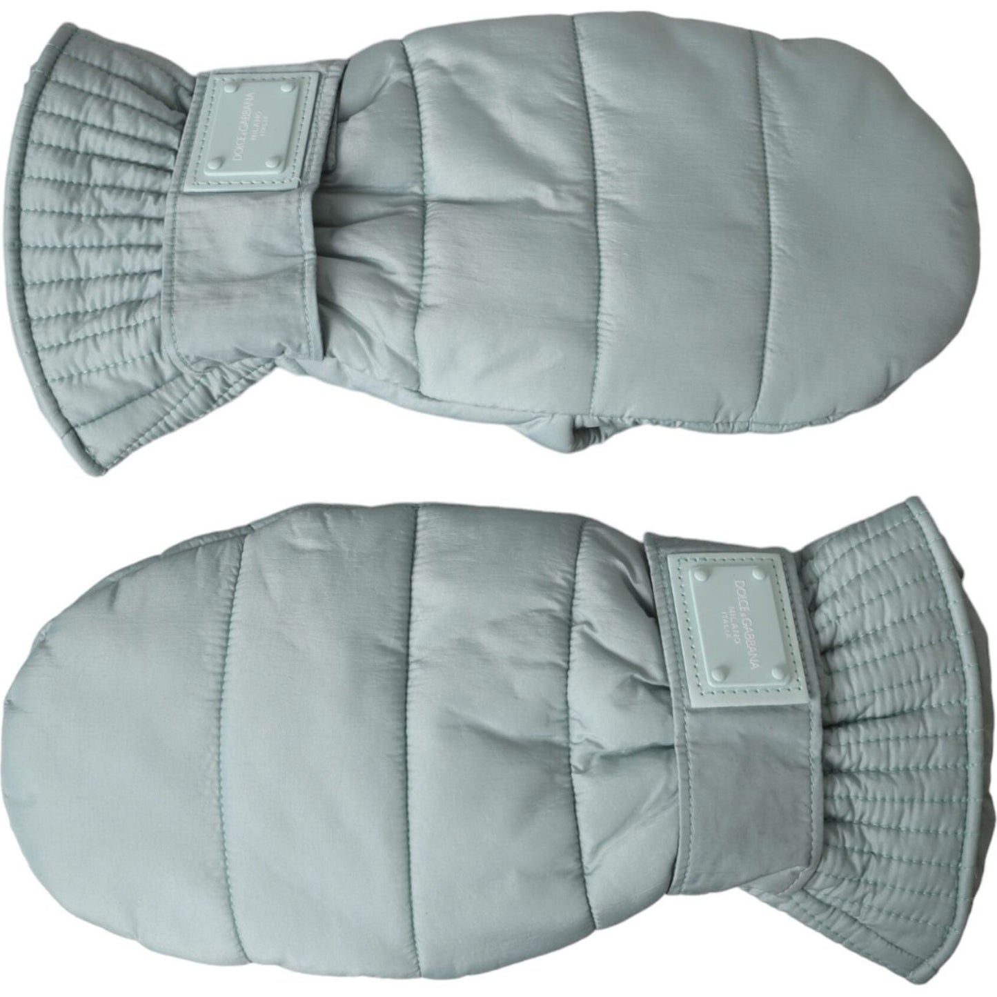 Dolce & Gabbana Green Quilted Nylon Wrist Length Mitten Gloves Dolce & Gabbana Dark Gray