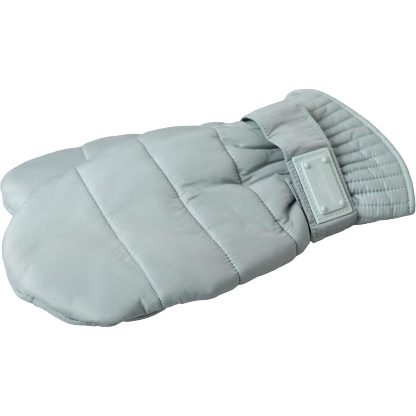 Dolce & Gabbana Green Quilted Nylon Wrist Length Mitten Gloves Dolce & Gabbana Gray