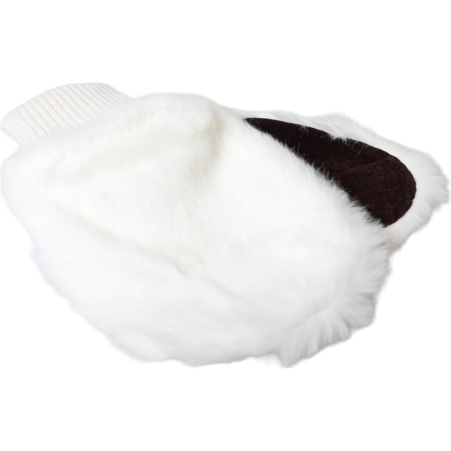 Dolce & Gabbana White Acrylic Knitted Fur Wrist Mitten Gloves Dolce & Gabbana White Smoke