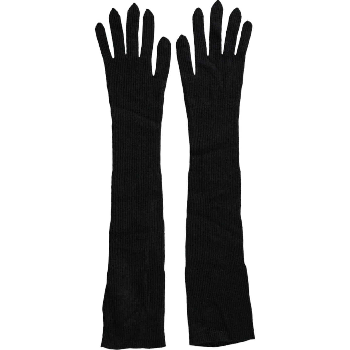 Dolce & Gabbana Black Cashmere Knitted Elbow Length Gloves Dolce & Gabbana Black