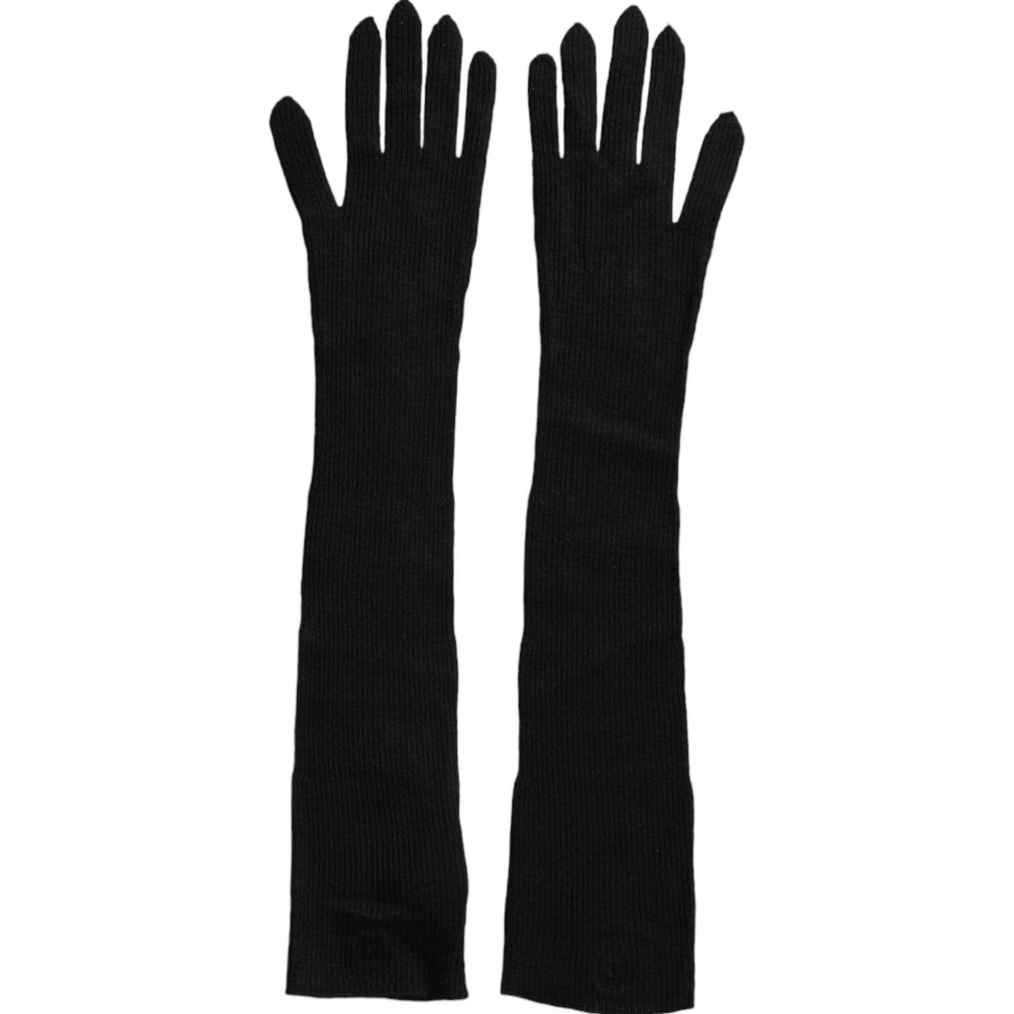 Dolce & Gabbana Black Cashmere Knitted Elbow Length Gloves Dolce & Gabbana Black