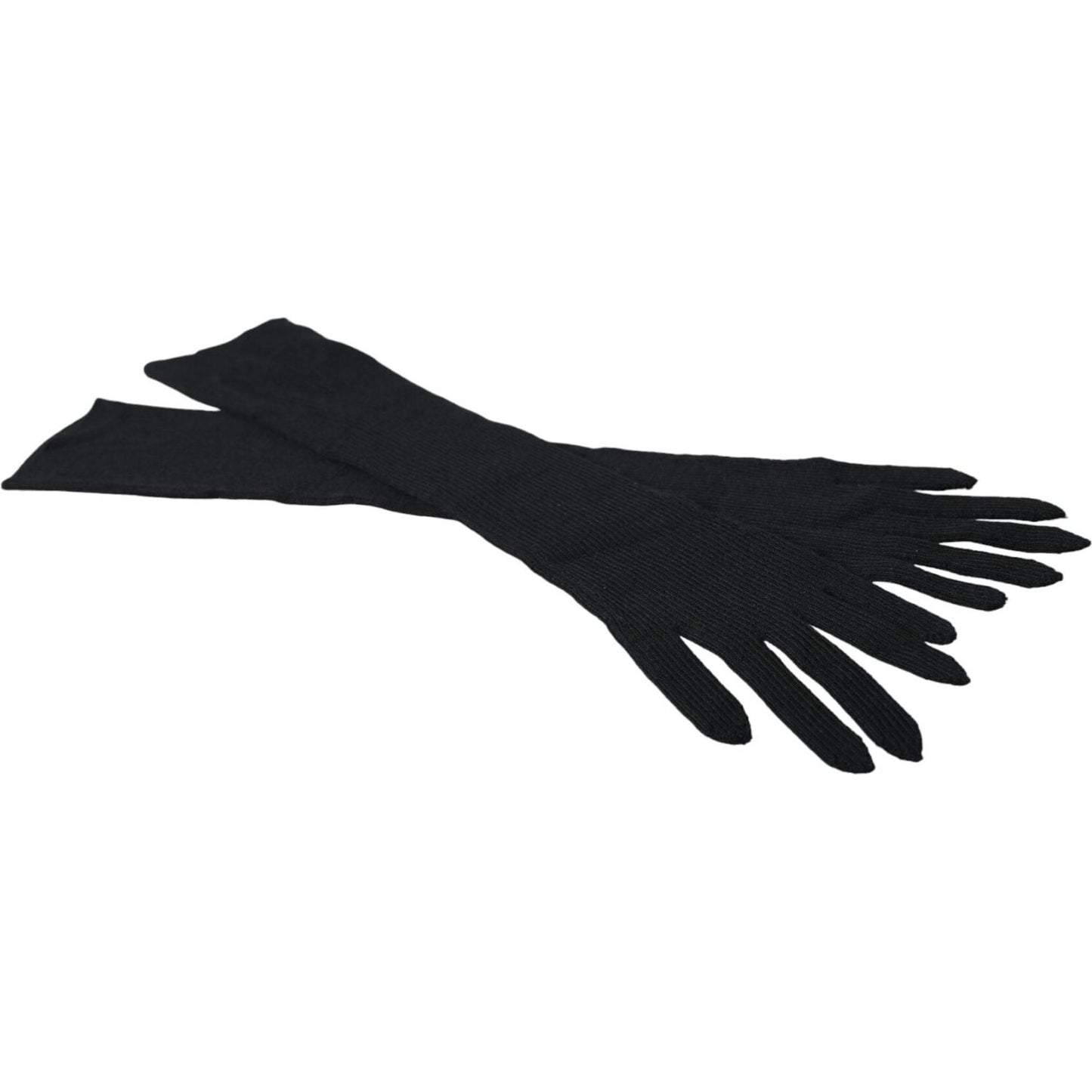 Dolce & Gabbana Black Cashmere Knitted Elbow Length Gloves Dolce & Gabbana Black