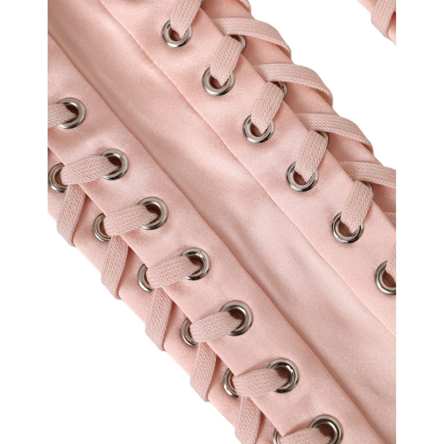 Dolce & Gabbana Pink Acetate Lace Up Fingerless Gloves Dolce & Gabbana Gray