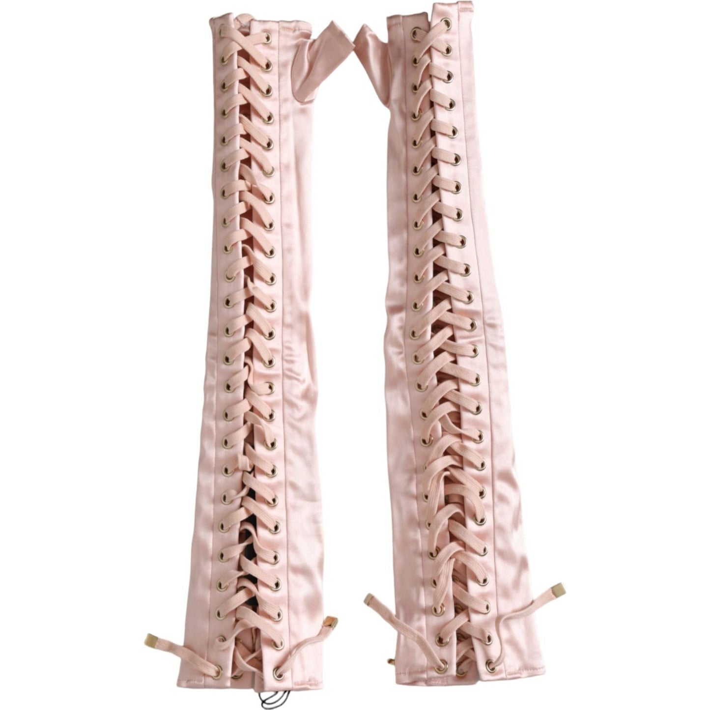 Dolce & Gabbana Pink Acetate Lace Up Fingerless Gloves Dolce & Gabbana Gray