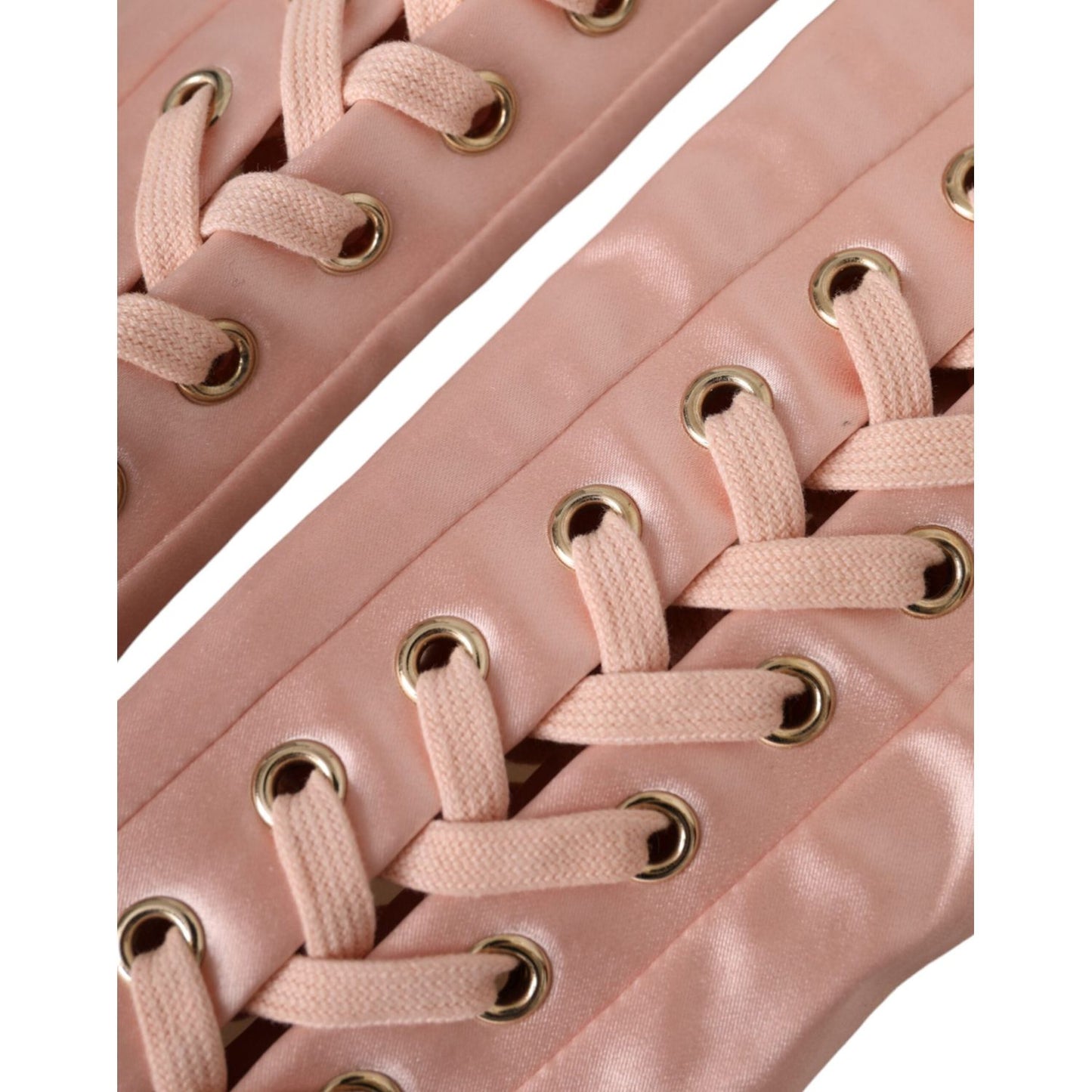 Dolce & Gabbana Pink Acetate Lace Up Fingerless Gloves Dolce & Gabbana Rosy Brown