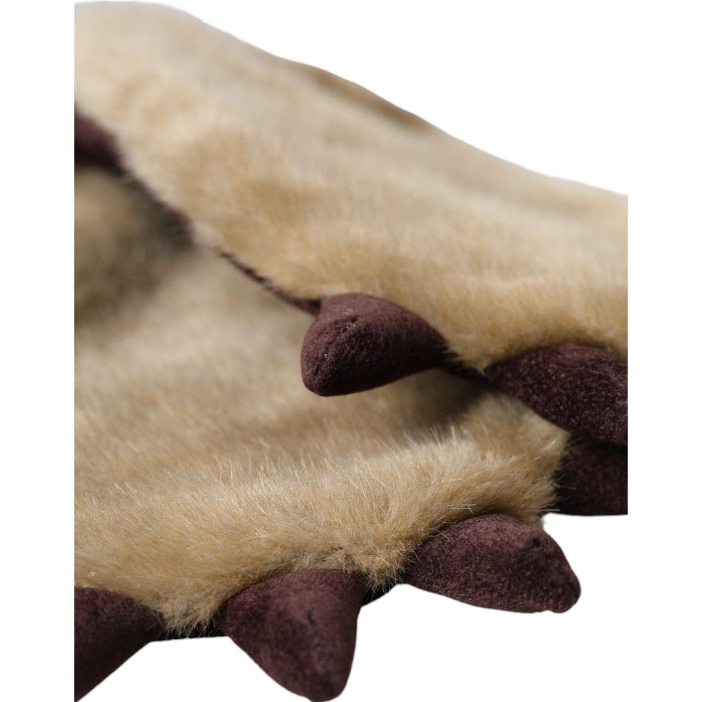 Dolce & Gabbana Beige Acrylic Knitted Fur Wrist Mitten Gloves Dolce & Gabbana Rosy Brown