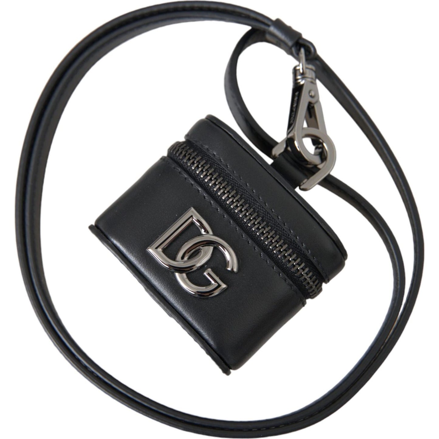 Dolce & Gabbana Black DG Logo Leather Silver Metal Airpods Case Dolce & Gabbana Dark Slate Gray