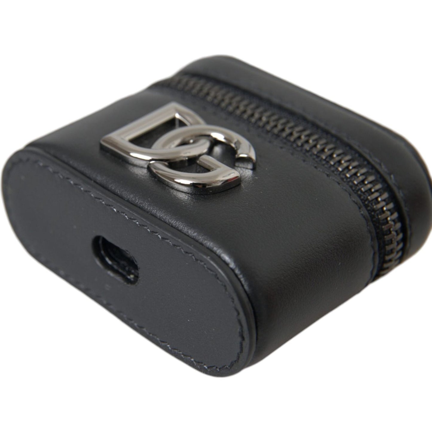 Dolce & Gabbana Black DG Logo Leather Silver Metal Airpods Case Dolce & Gabbana Dark Slate Gray