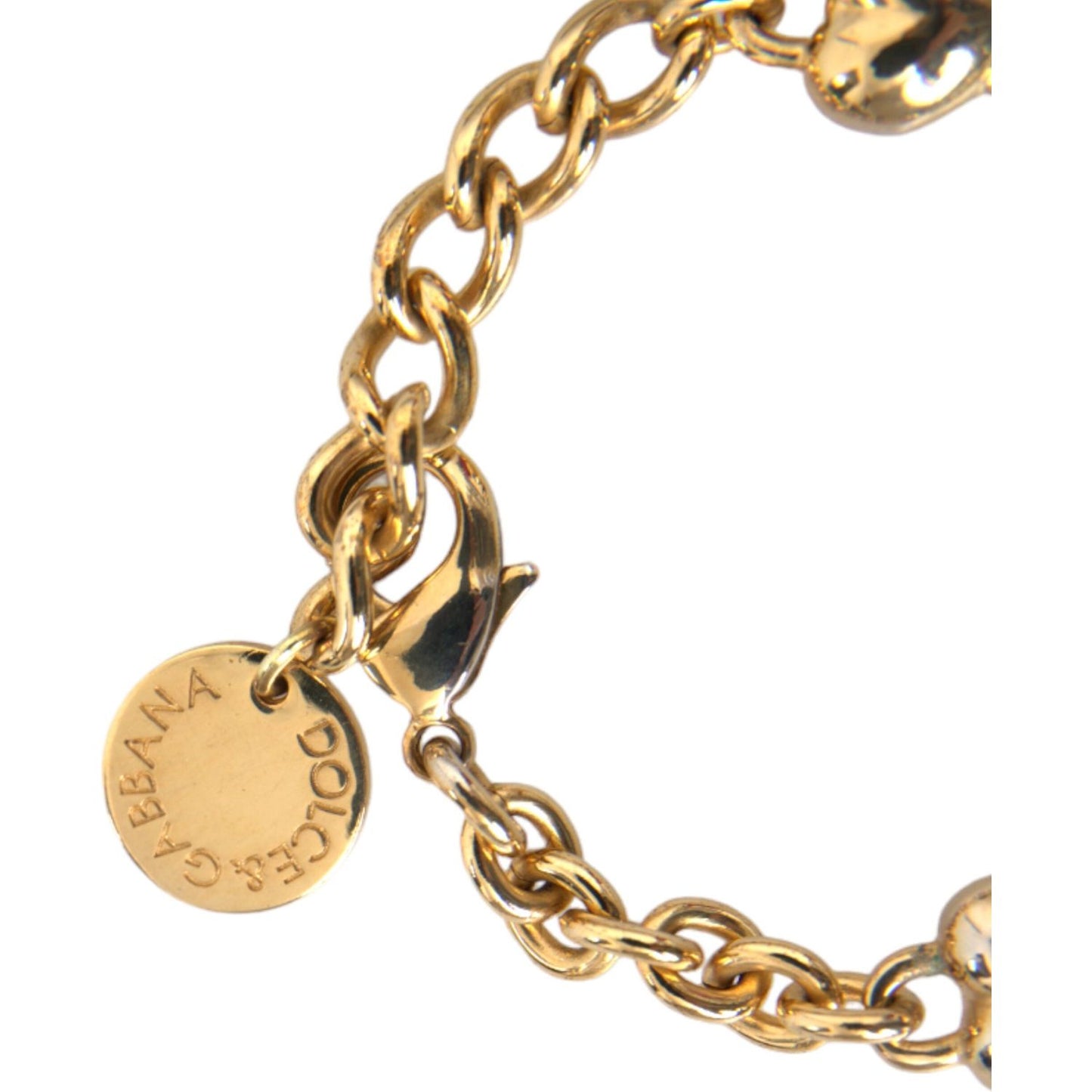 Dolce & Gabbana Gold Tone Brass Chain MY DOG Heart Bracelet Bracelet Dolce & Gabbana Dark Khaki