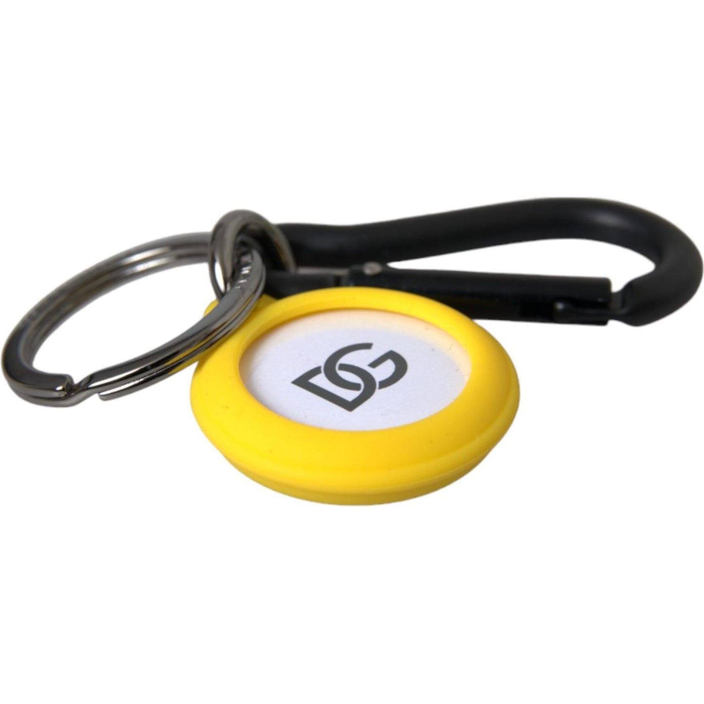 Dolce & Gabbana Yellow Rubber DG Logo Round Brass Metal Keyring Keychain Dolce & Gabbana Goldenrod