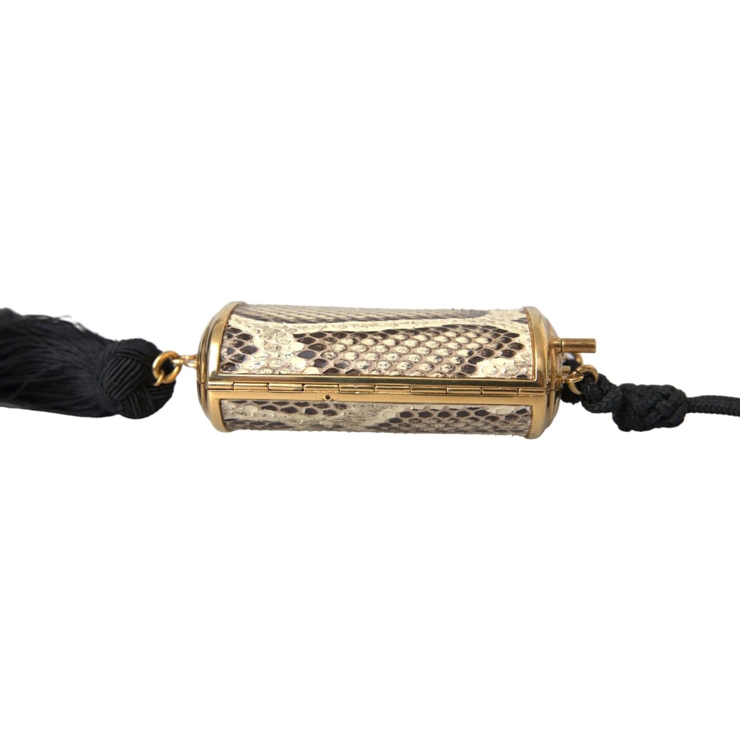 Dolce & Gabbana Beige Exotic Leather Mini Mirror Tassel Make Up Holder Bag Dolce & Gabbana Tan