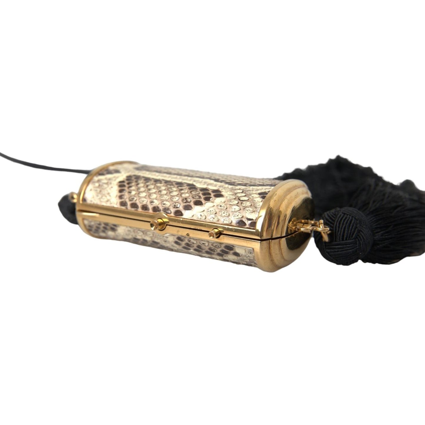 Dolce & Gabbana Beige Exotic Leather Mini Mirror Tassel Make Up Holder Bag Dolce & Gabbana Tan