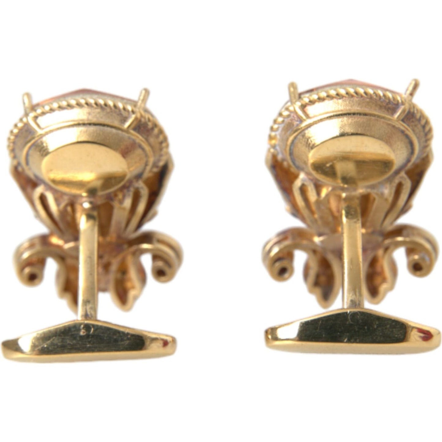 Dolce & Gabbana Gold Tone 925 Sterling Silver Crystal Cufflink Cufflinks Dolce & Gabbana Rosy Brown