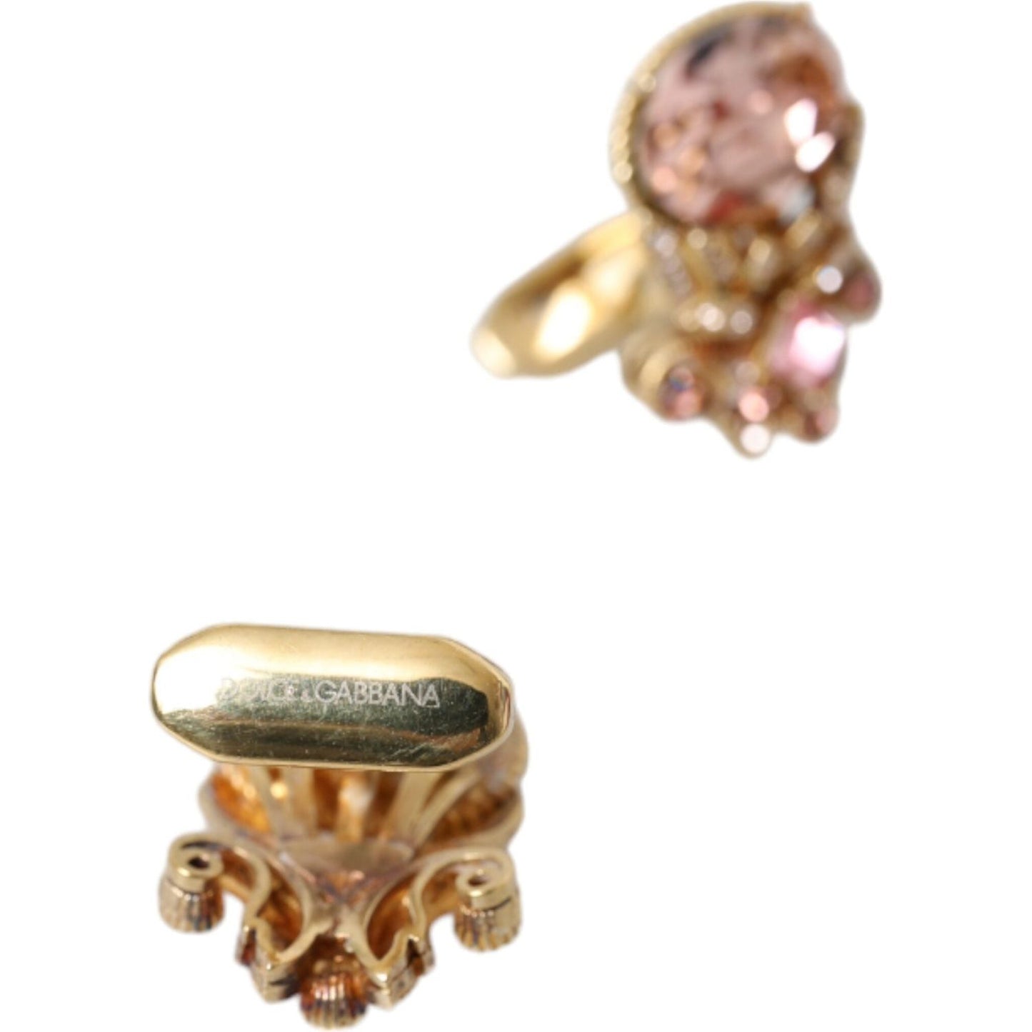 Dolce & Gabbana Gold Tone 925 Sterling Silver Crystal Cufflink Cufflinks Dolce & Gabbana Rosy Brown