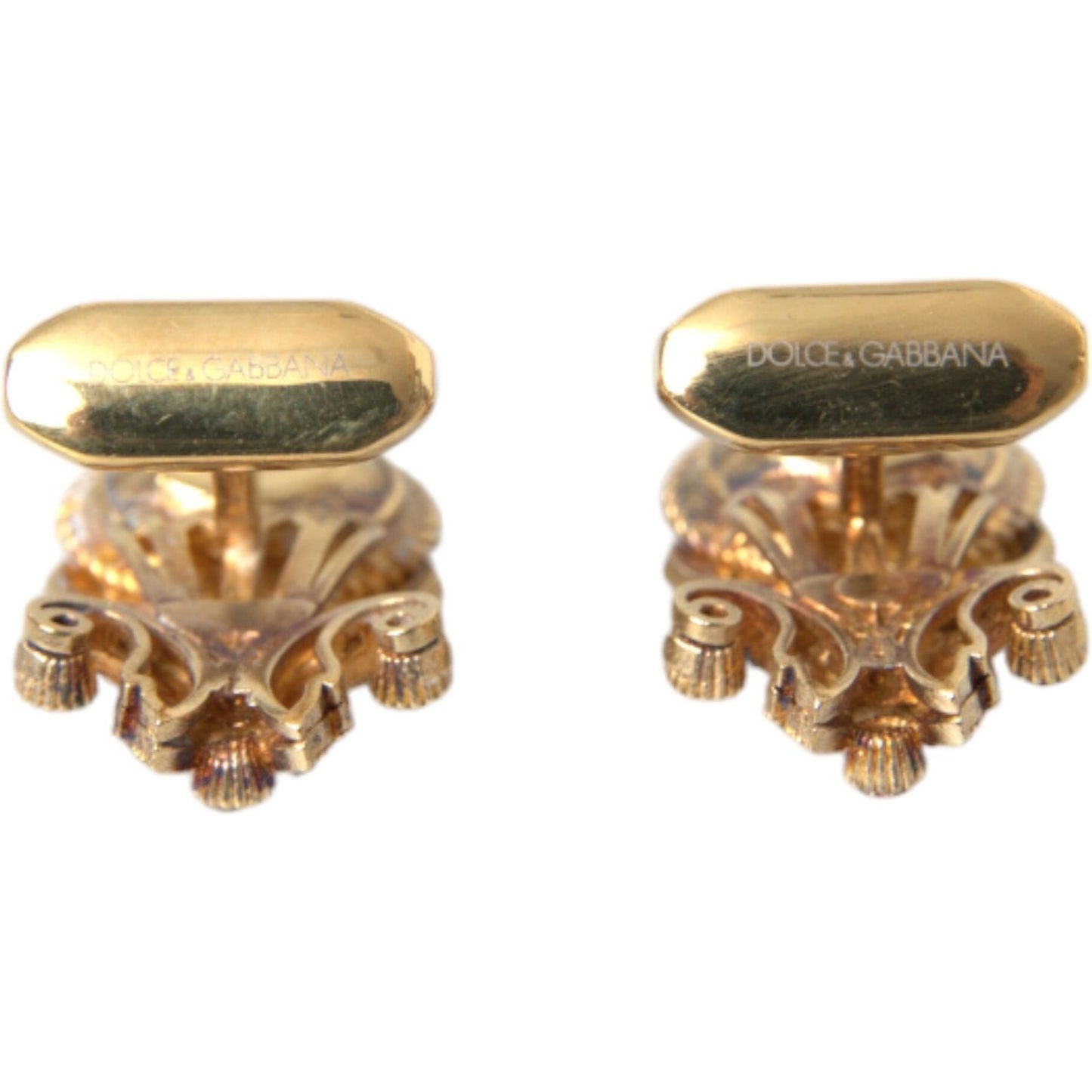 Dolce & Gabbana Gold Tone 925 Sterling Silver Crystal Cufflink Cufflinks Dolce & Gabbana Rosy Brown