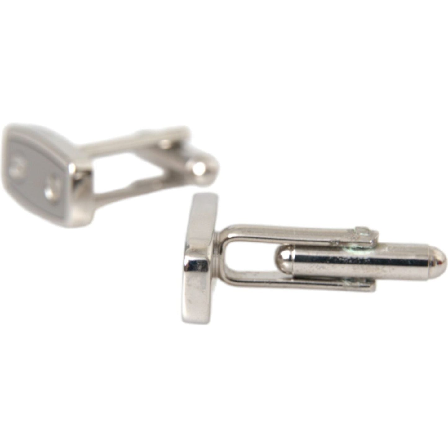Dolce & Gabbana Silver Plated Metal Brass Pin Men Cufflinks Cufflinks Dolce & Gabbana Dark Gray