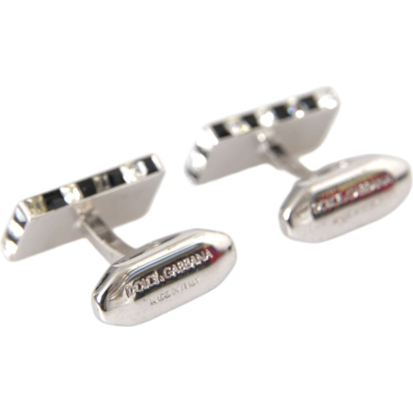 Dolce & Gabbana Silver Plated Metal Brass Pin Men Cufflinks Cufflinks Dolce & Gabbana Gray