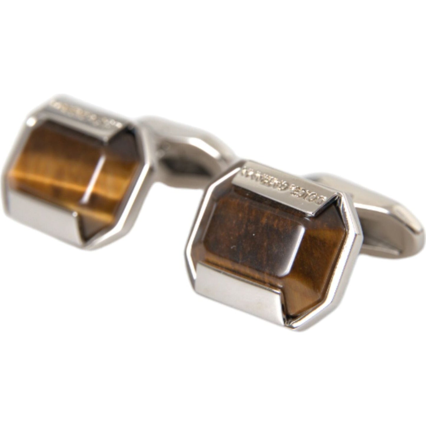 Dolce & Gabbana Silver Plated Brass Pin Crystal Cufflinks Cufflinks Dolce & Gabbana Dim Gray