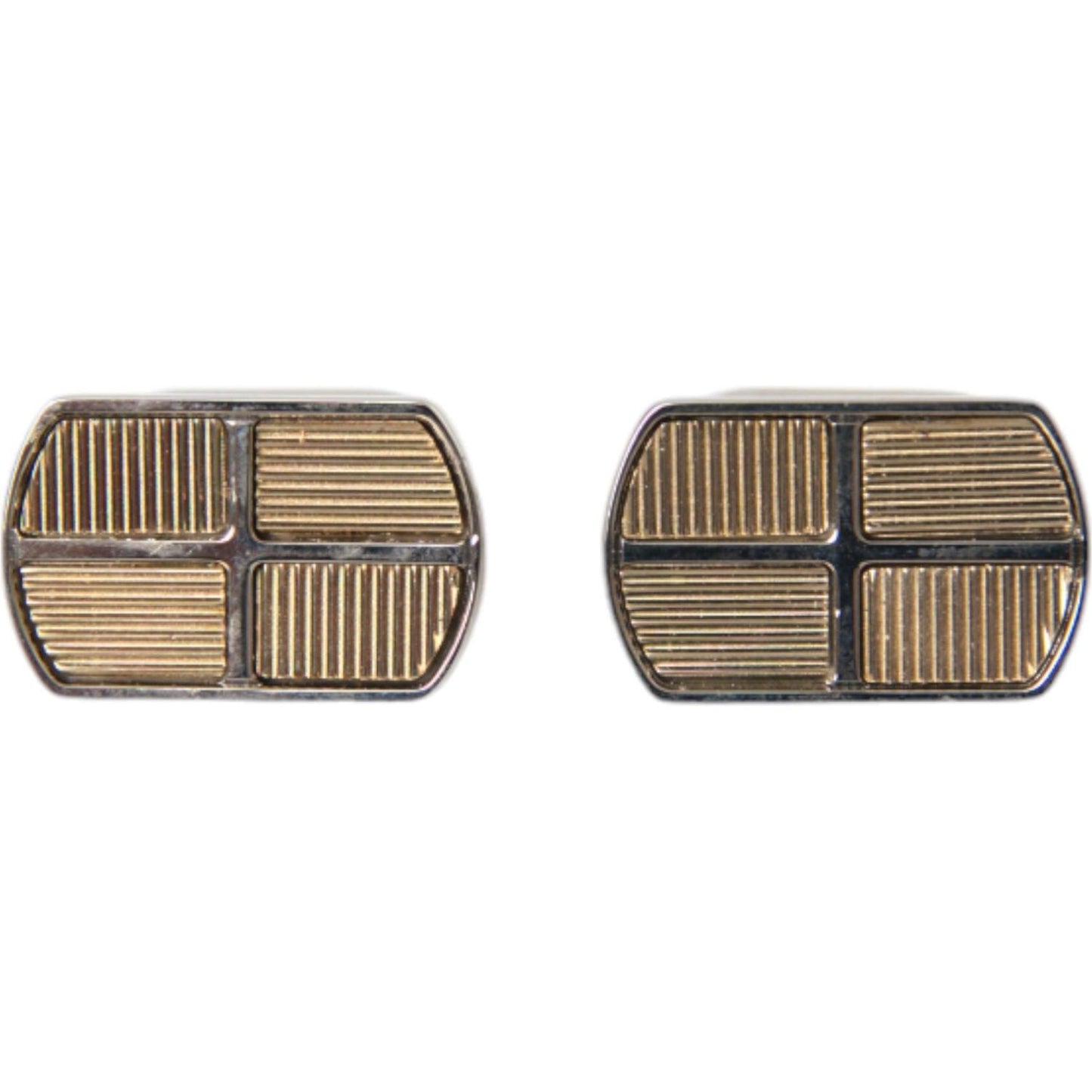 Dolce & Gabbana Silver Gold Plated Metal Brass Pin Cufflinks Cufflinks Dolce & Gabbana Dim Gray