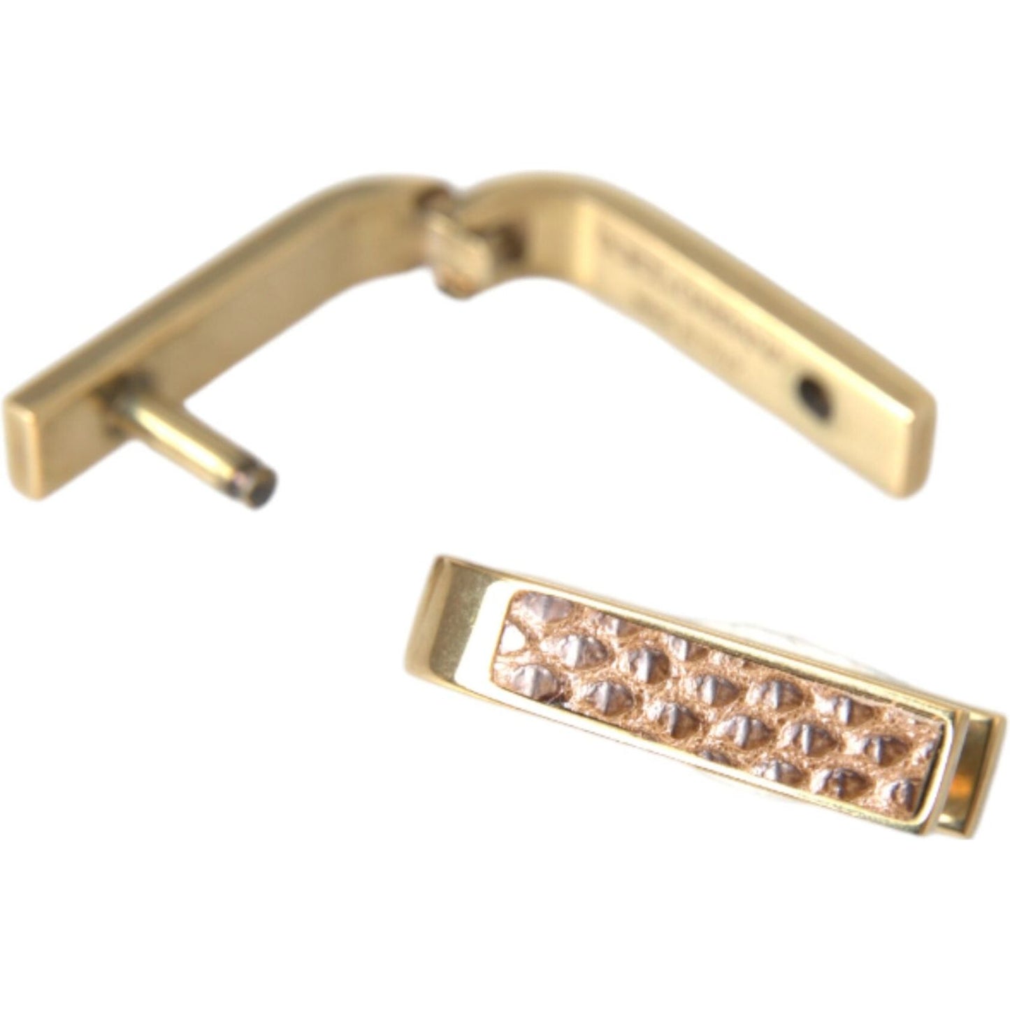 Dolce & Gabbana Gold Plated Metal Brass Pin Men Cufflinks Cufflinks Dolce & Gabbana Tan