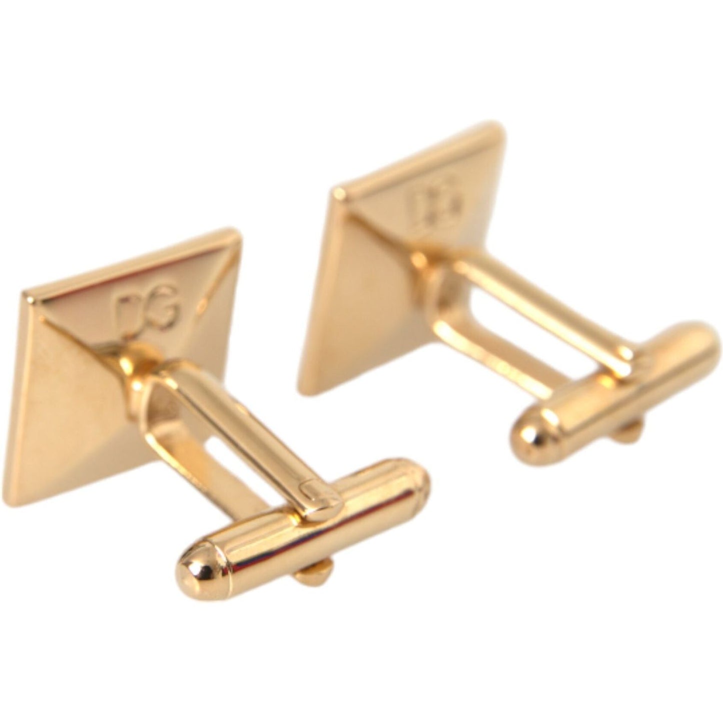 Dolce & Gabbana Gold Plated Brass Crystal Square Pin Cufflinks Cufflinks Dolce & Gabbana Tan