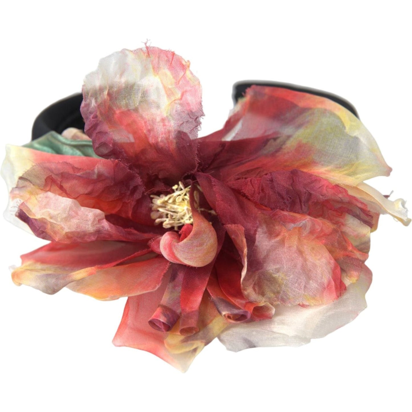 Dolce & Gabbana Rose Pink Silk Floral Black Tiara Women Hairband Diadem Dolce & Gabbana Sienna