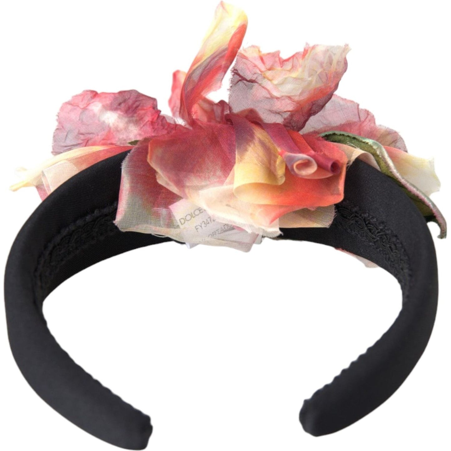 Dolce & Gabbana Rose Pink Silk Floral Black Tiara Women Hairband Diadem Dolce & Gabbana Dark Slate Gray