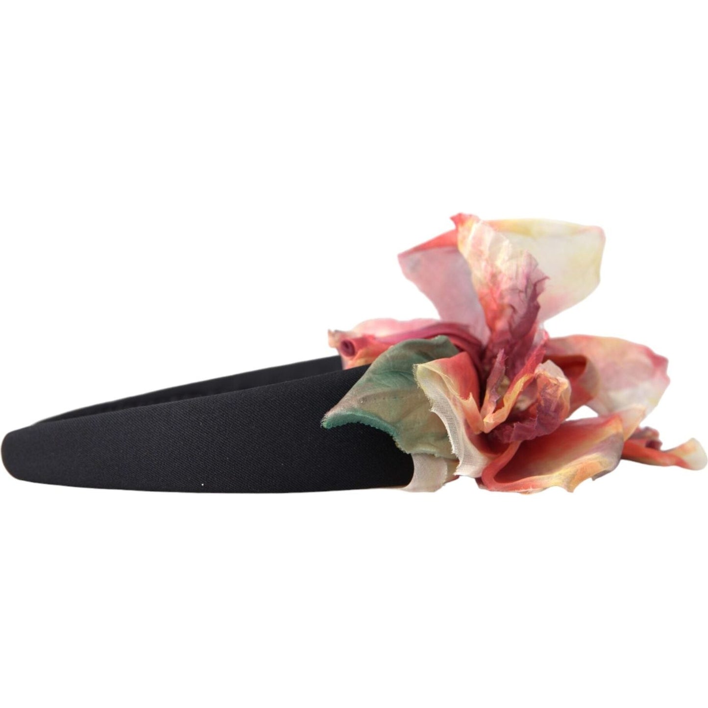 Dolce & Gabbana Rose Pink Silk Floral Black Tiara Women Hairband Diadem Dolce & Gabbana Tan