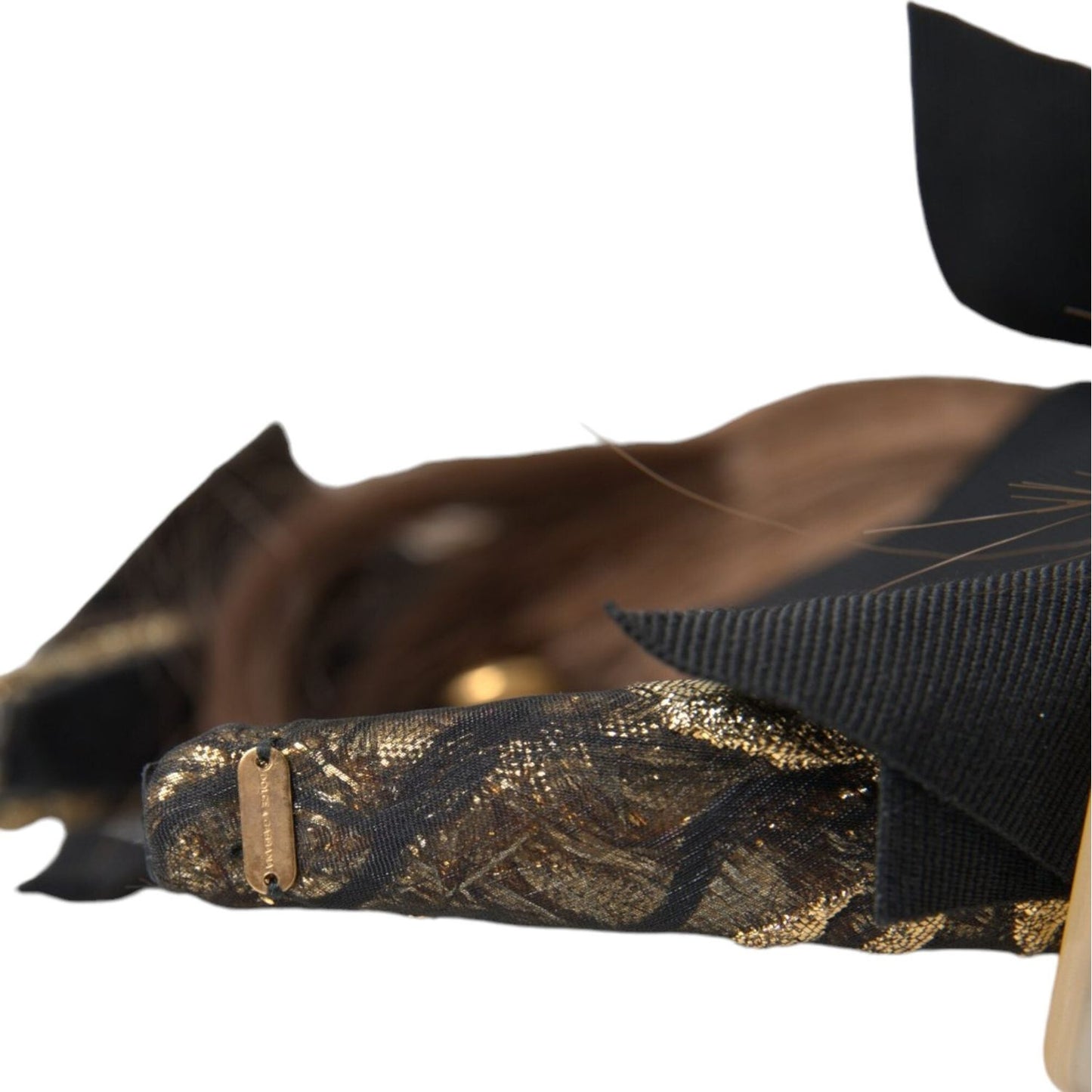 Dolce & Gabbana Black Crystal Button Brown Hair Women Headband Diadem Dolce & Gabbana Dark Slate Gray