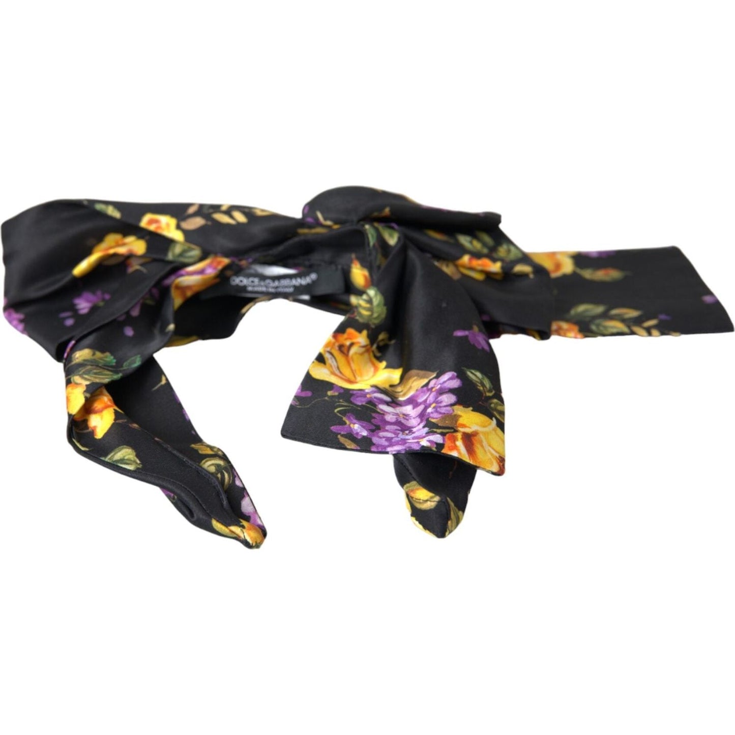 Dolce & Gabbana Black Floral Applique Silk Women Headband Diadem Dolce & Gabbana Dark Slate Gray