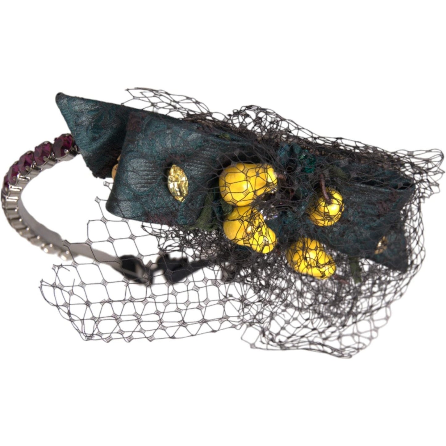 Dolce & Gabbana Black Lemons Sicily Purple Crystal Net Headband Diadem Dolce & Gabbana Dark Slate Gray