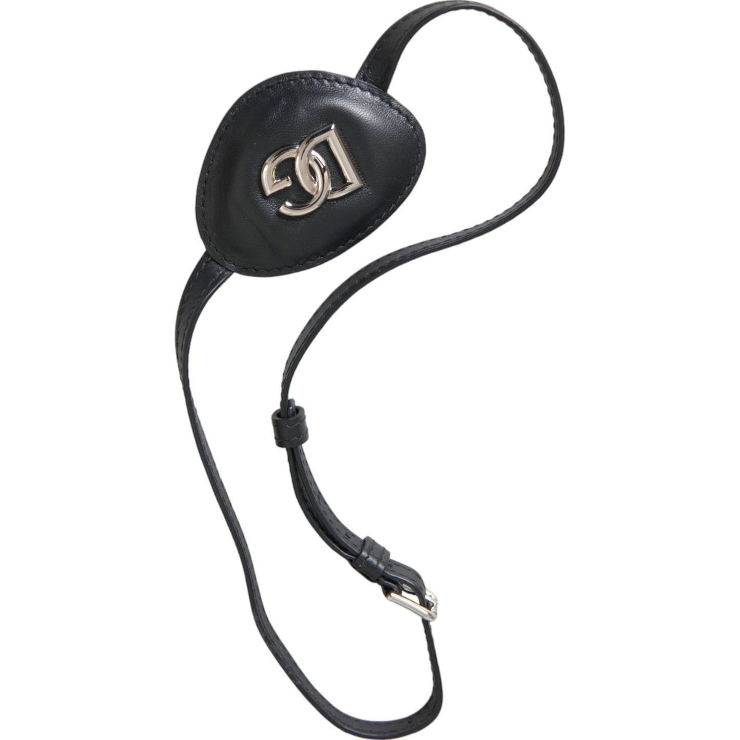 Dolce & Gabbana Black Calfskin Leather Metal DG Logo Eye Patch Dolce & Gabbana Dark Slate Gray