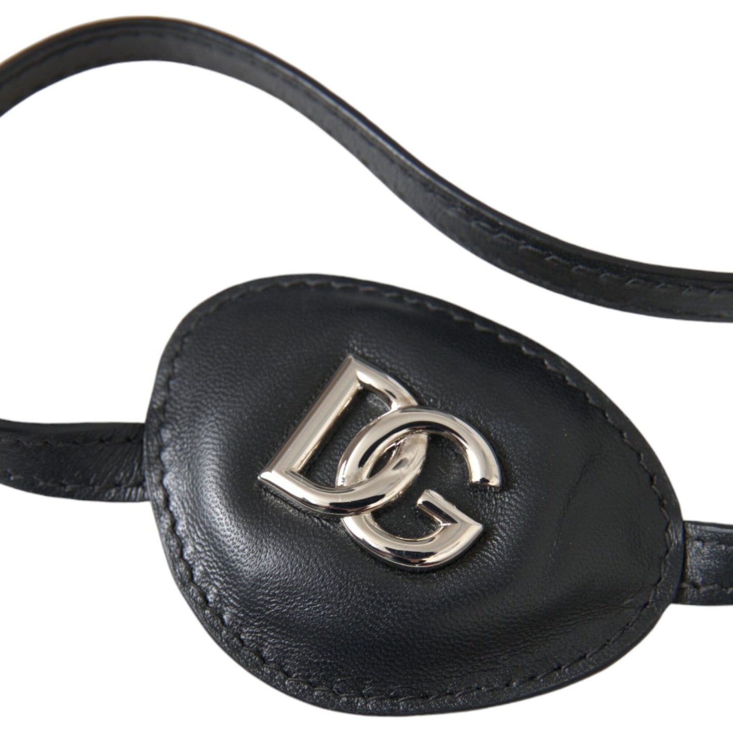 Dolce & Gabbana Black Calfskin Leather Metal DG Logo Eye Patch Dolce & Gabbana Dark Slate Gray